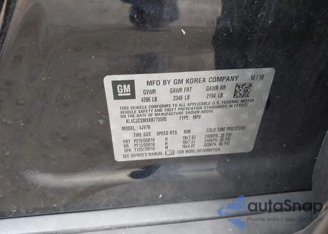 KL4CJCSMXKB775595: 43274900