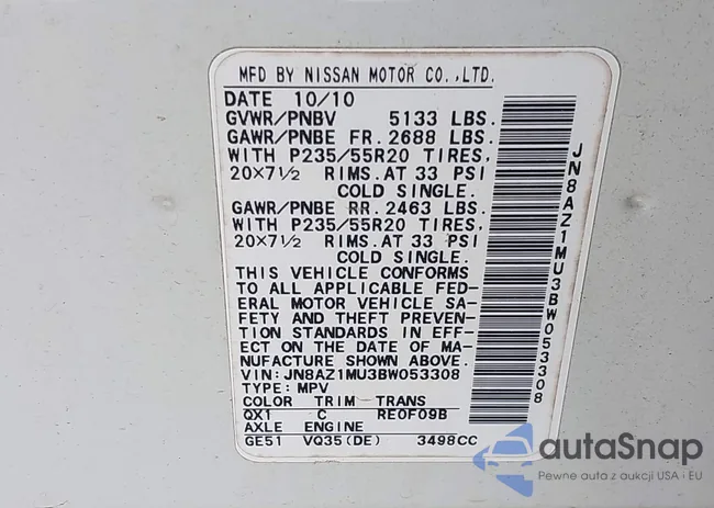 JN8AZ1MU3BW053308: 43274991