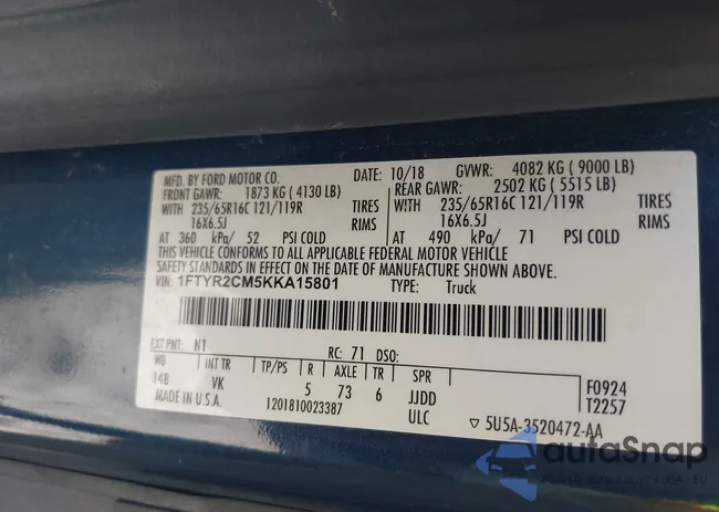 1FTYR2CM5KKA15801: 43275020