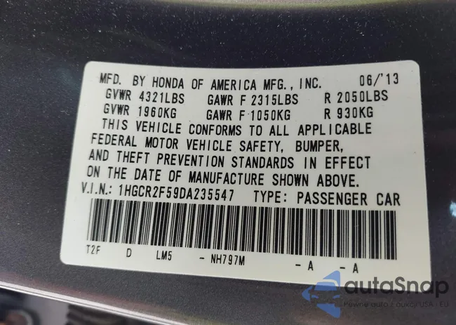 1HGCR2F59DA235547: 43275033