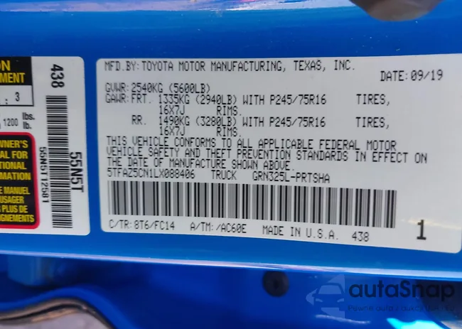 5TFAZ5CN1LX088406: 43275078