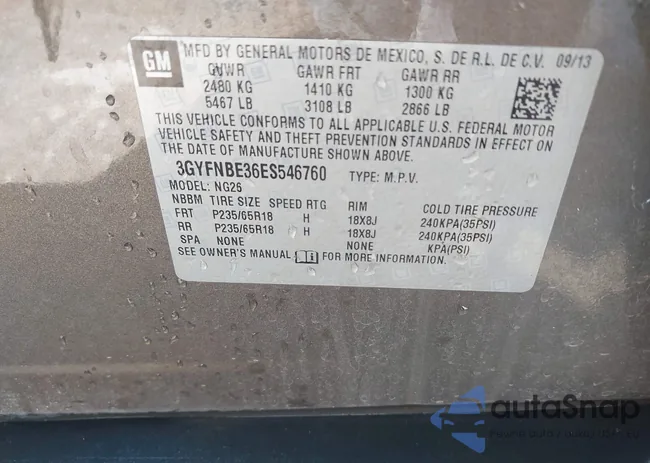 3GYFNBE36ES546760: 43275109