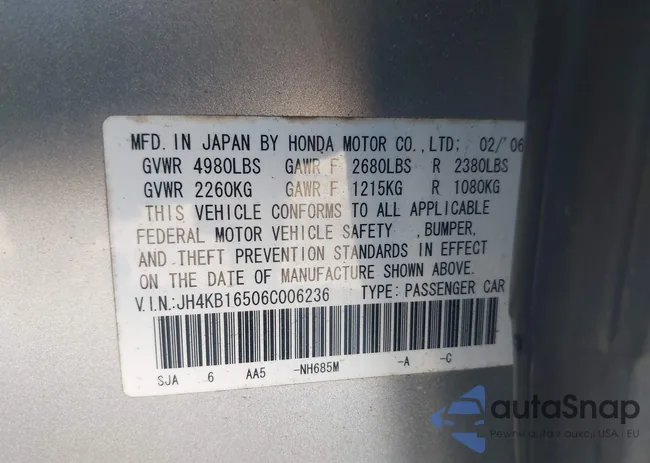 JH4KB16506C006236: 43275115