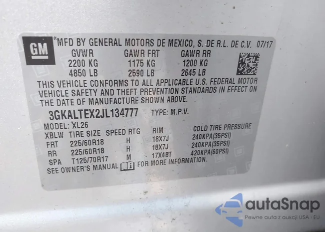 3GKALTEX2JL134777: 43275135