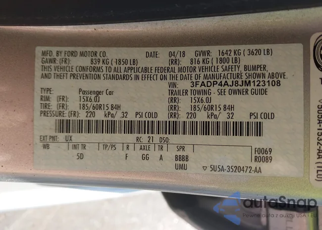 3FADP4AJ8JM123108: 43275142