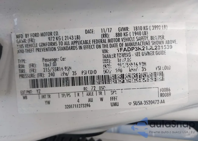 1FADP3K21JL231539: 43275210