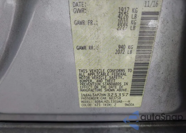 1N4AL3AP2HN325357: 43275224