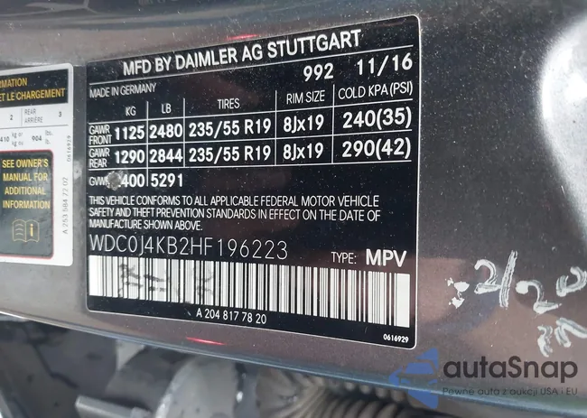 WDC0J4KB2HF196223: 43275308