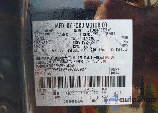 1FTPW12V79FA56927: 43274492