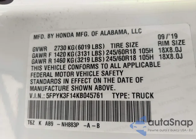 5FPYK3F14KB045761: 43274692