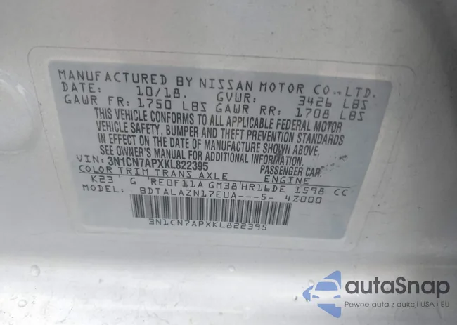 3N1CN7APXKL822395: 43274748