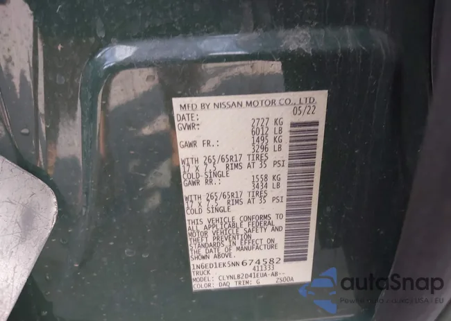 1N6ED1EK5NN674582: 43275821