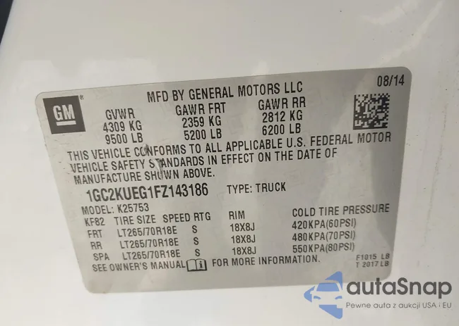 1GC2KUEG1FZ143186: 43275855