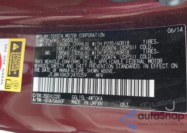 JTJBK1BA2F2470359: 43275927