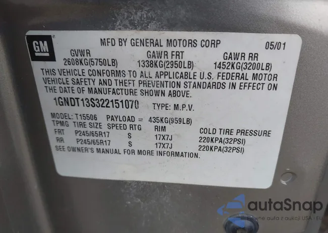 1GNDT13S322151070: 43275946