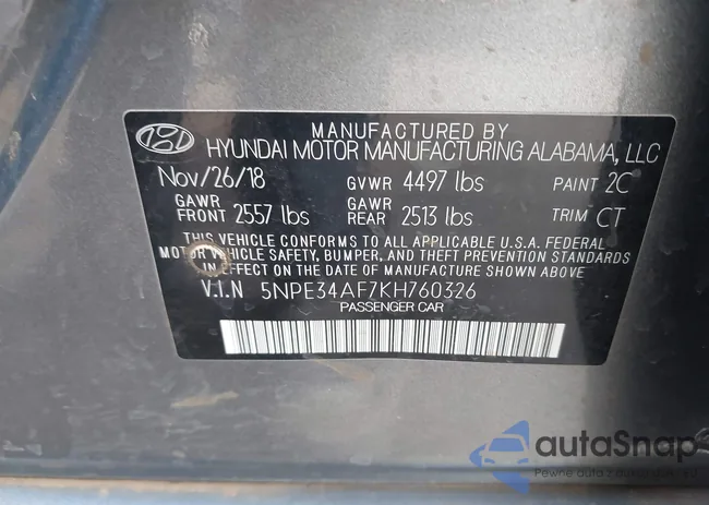 5NPE34AF7KH760326: 43276012