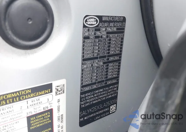 SALYK2EX3LA253058: 43276100