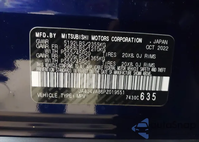 JA4J4VA86PZ019551: 43276118