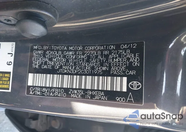 JTDKN3DP2C3011975: 43276310