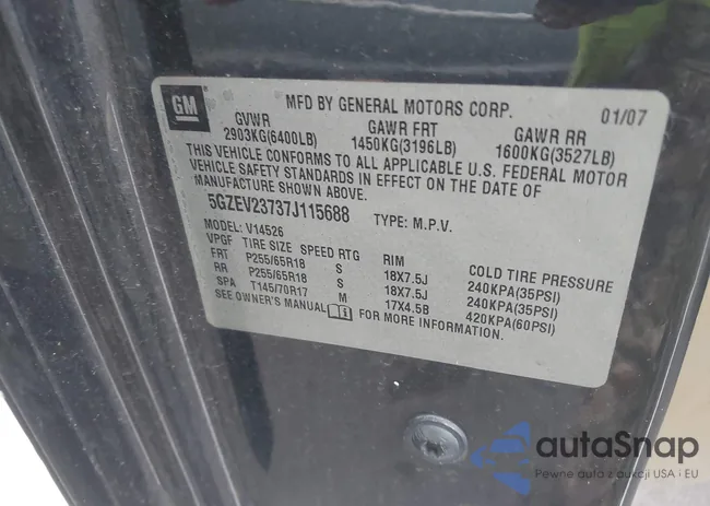 5GZEV23737J115688: 43276320