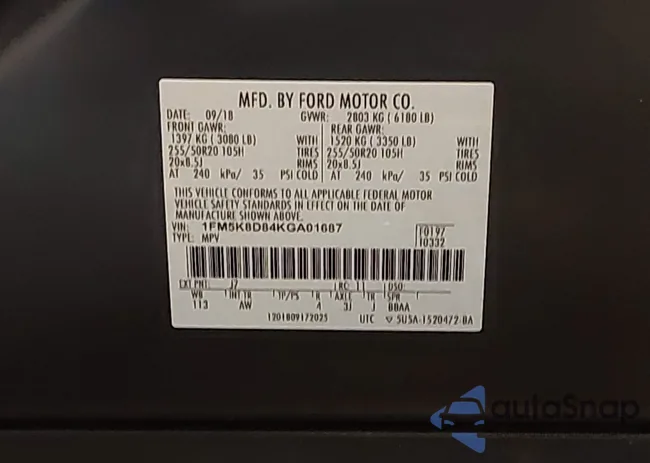 1FM5K8D84KGA01687: 43276363