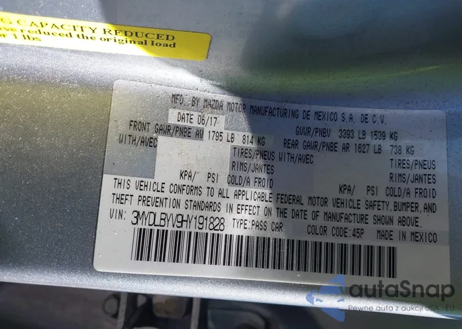 3MYDLBYV9HY191828: 43275437