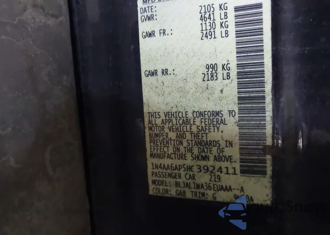 1N4AA6AP5HC392411: 43275474