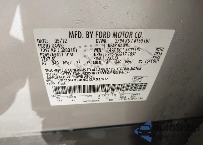 1FM5K8B84DGA51107: 43275528