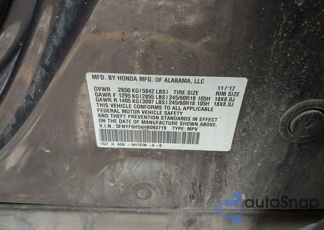 5FNYF6H54HB093719: 43275595