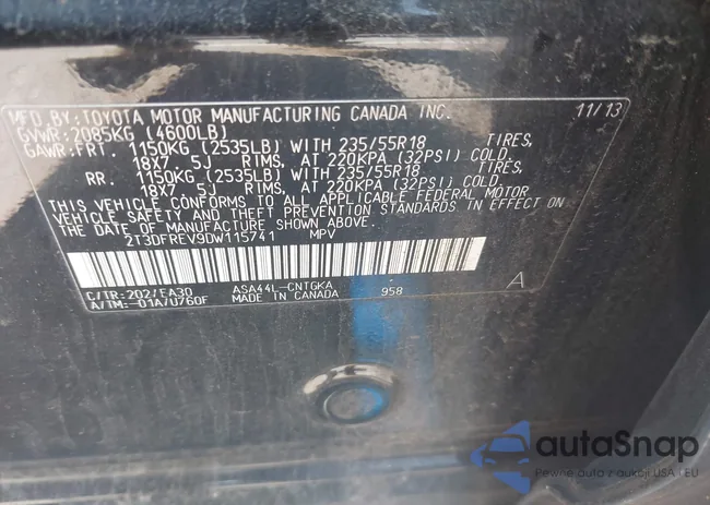 2T3DFREV9DW115741: 43275598