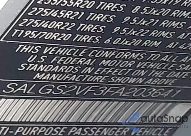 SALGS2VF3FA203641: 43275600