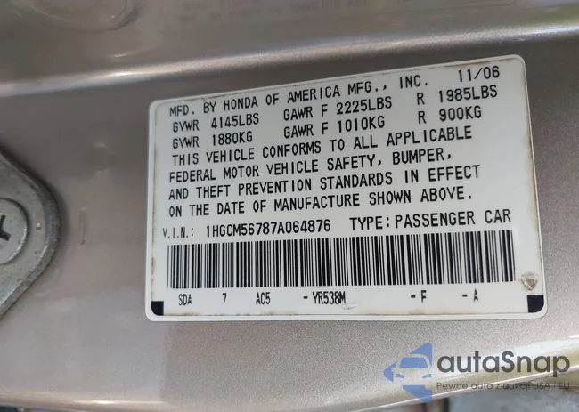 1HGCM56787A064876: 43275615