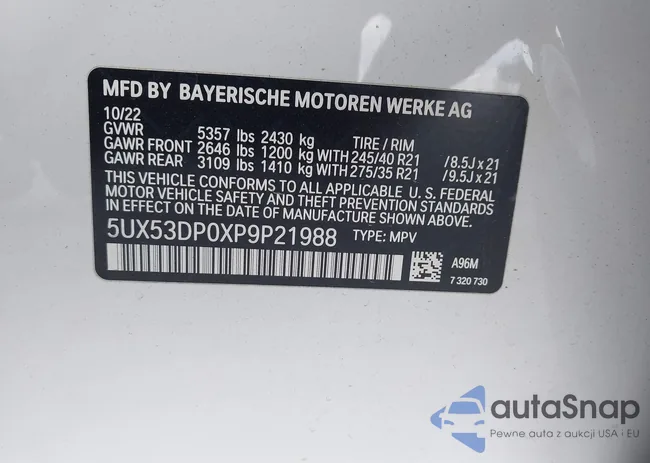 5UX53DP0XP9P21988: 43275623