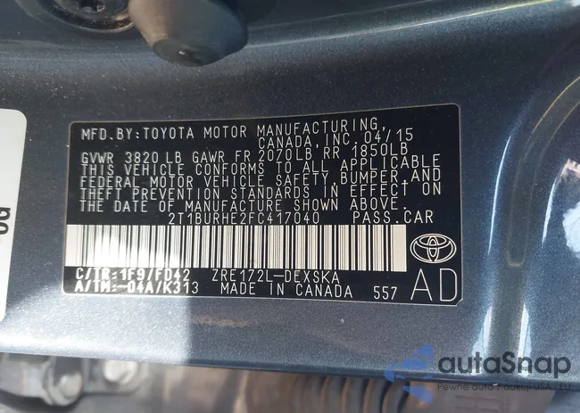 2T1BURHE2FC417040: 43275638