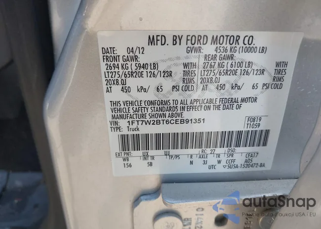 1FT7W2BT6CEB91351: 43275667