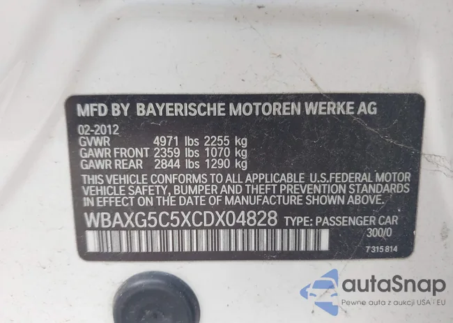 WBAXG5C5XCDX04828: 43275772