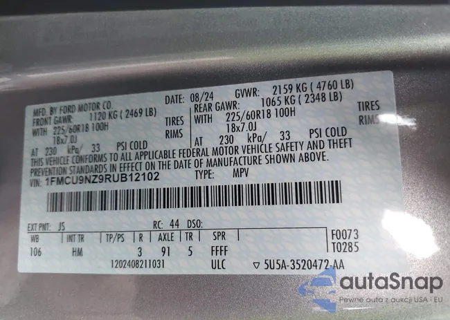 1FMCU9NZ9RUB12102: 43275780