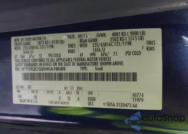 1FTYR2CG2HKA18089: 43276903