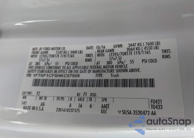 1FTNF1CF5HKC07509: 43276920