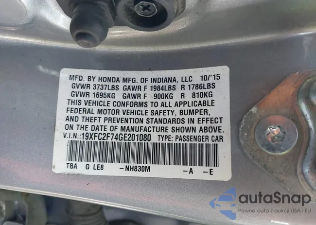 19XFC2F74GE201080: 43276969