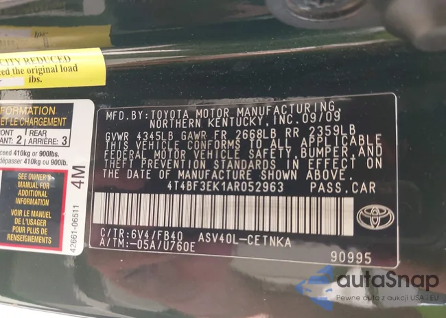 4T4BF3EK1AR052963: 43277280