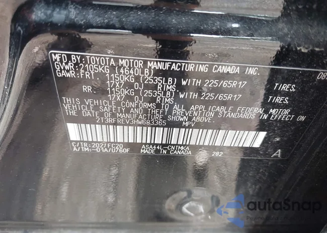 2T3RFREV3HW683365: 43277288