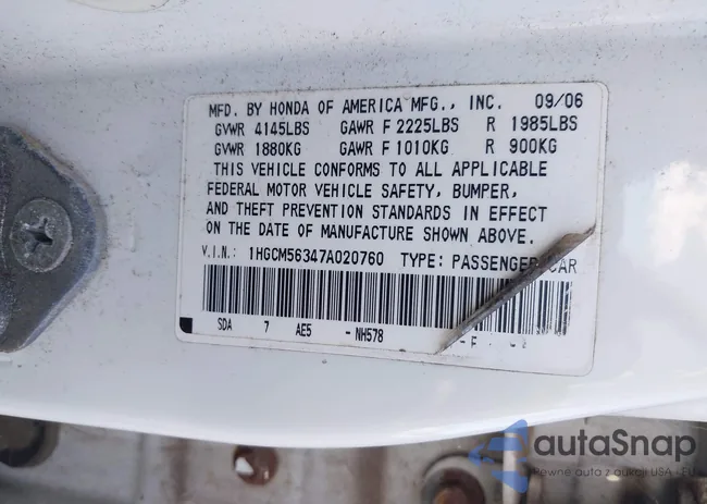 1HGCM56347A020760: 43277300