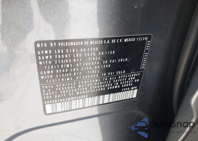 3VV3B7AX2MM049992: 43277391