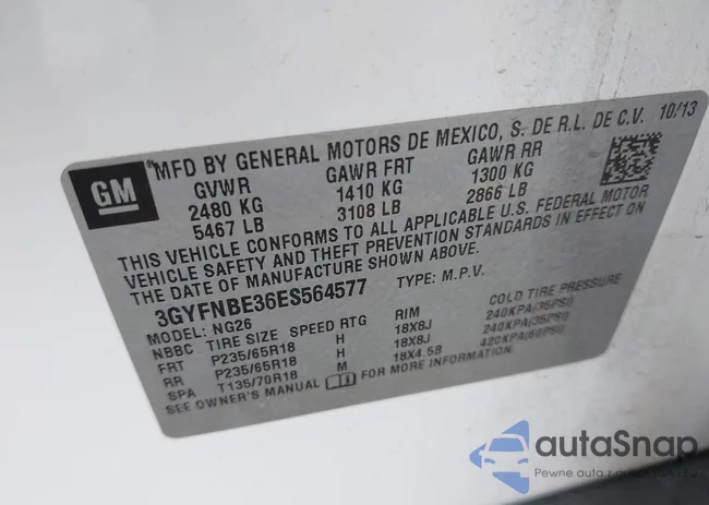 3GYFNBE36ES564577: 43276441