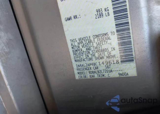 1N4AL2AP4BC149618: 43276484