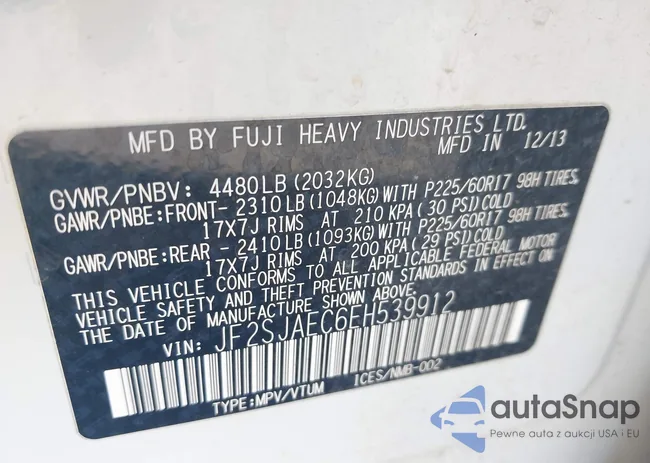 JF2SJAEC6EH539912: 43276504