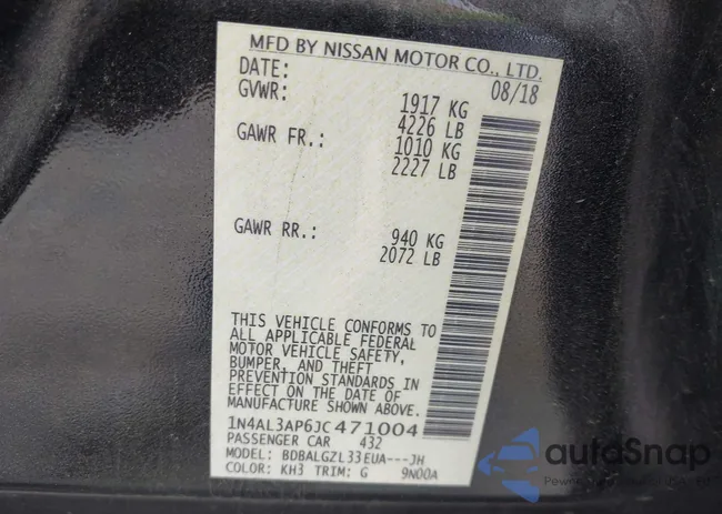 1N4AL3AP6JC471004: 43276546