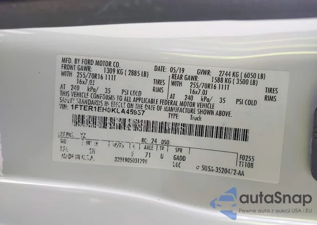 1FTER1EH0KLA45957: 43276588