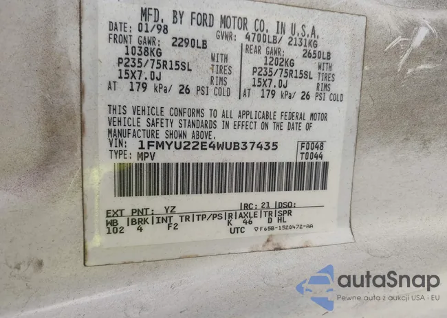 1FMHU22E4WUB37435: 43276629